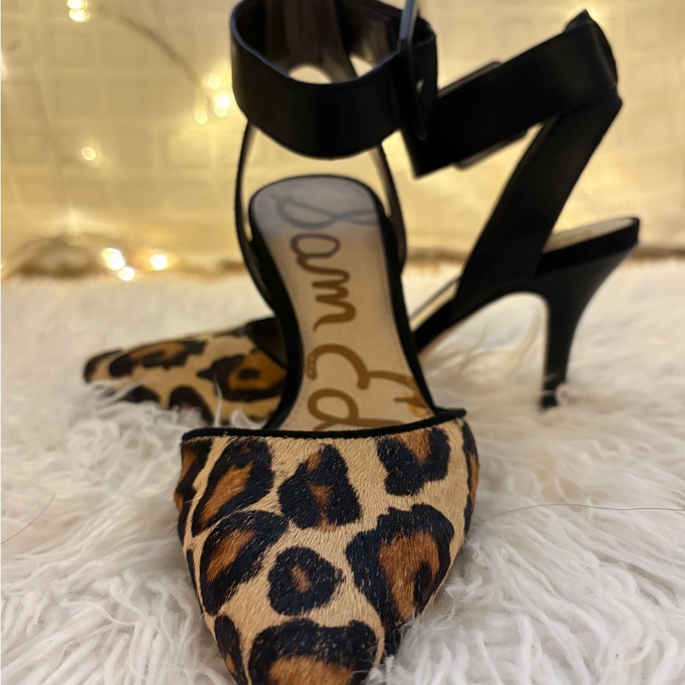 Sam Edelman Black and Leopard Print Heels